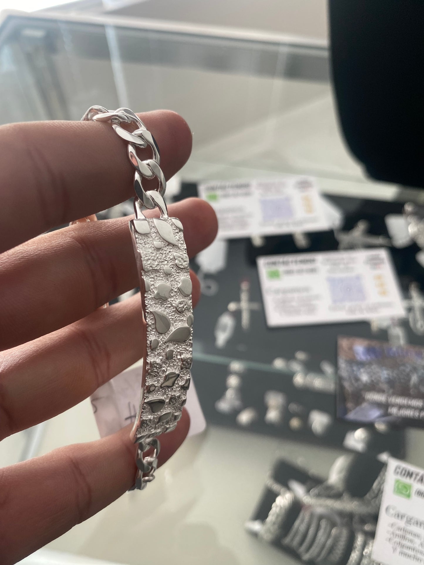 925 plata nugget esclava. 925 silver nugget bracelet